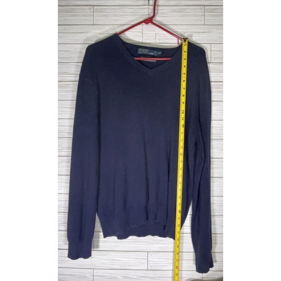 Polo Ralph Lauren Pima Cotton Knit Sweater Navy Medium Red Pony Lightweight Men - Picture 6 of 7